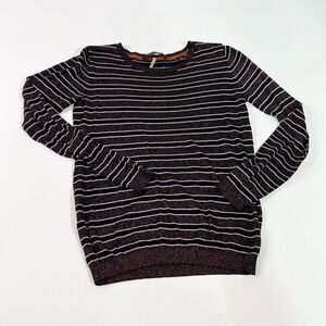 Scotch & Soda Sweater Women's Small Striped Lurex Black & Purple Knit Pullover